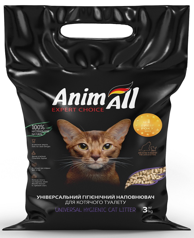 Фото - Котячий наповнювач AnimAll Наполнитель гигиенический универсальный из отрубей для туалетов кошек, гры 
