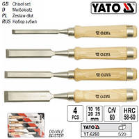 Набор стамески ручка дерево b=10-16-20-25 мм 4шт CrV YATO-6260