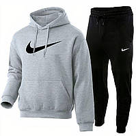Спортивный костюм зимний Nike мужской серый на флисе| комплект теплый с начесом | Худи + Брюки