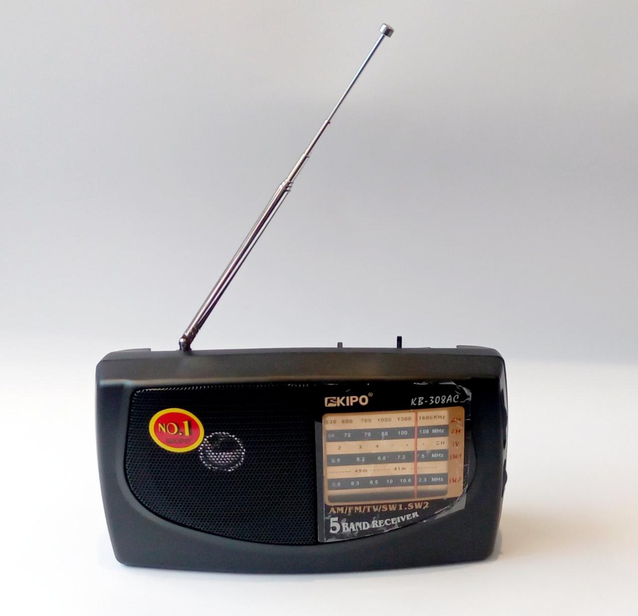 Автономний радіо приймач 5-хвильовий Чорний Kipo-308