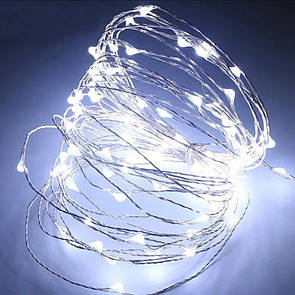 Гірлянда Роса на батарейках 100 LED біле холодне 10 м GOLDENLIGHT
