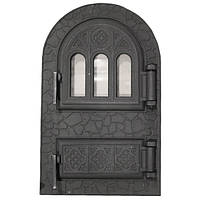 Дверцы чугунные спаренные арочные с термостеклом Микулин 530 х 330мм 12,75 кгБулат