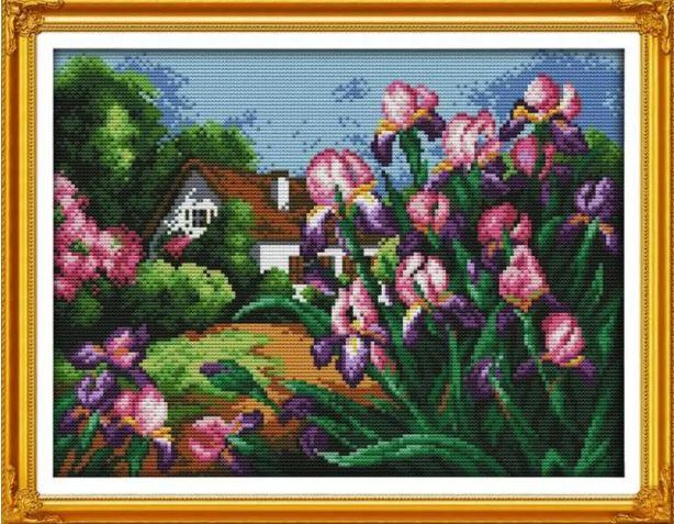 Набір для вишивання за нанесеною на канву схемою "Tulip home". AIDA 14CT printed 37*29 см