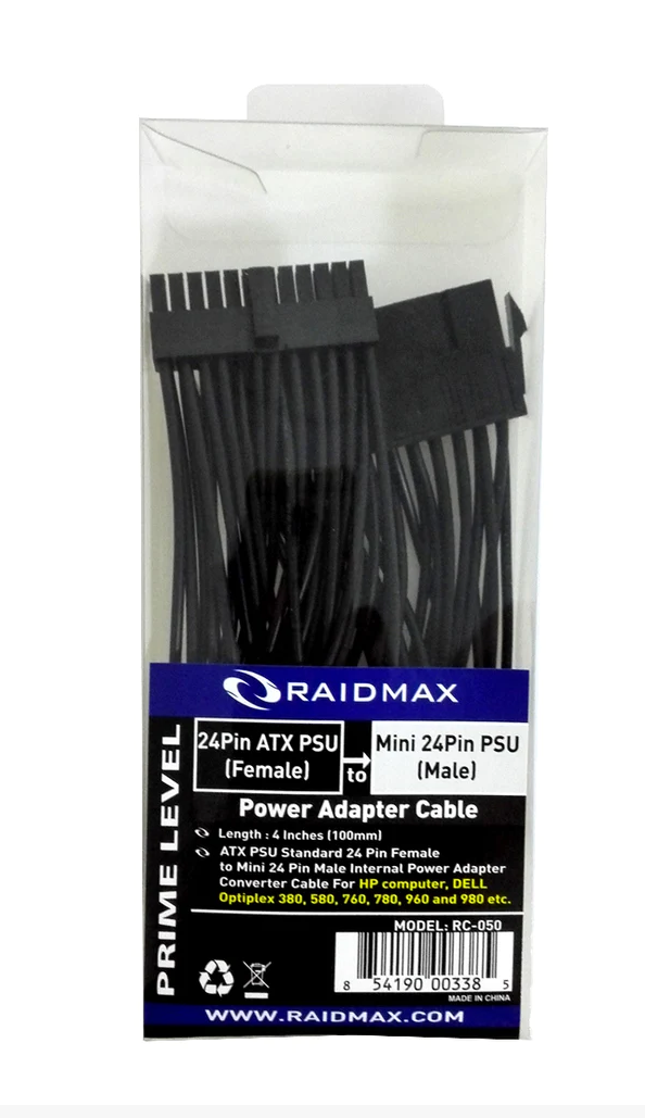 Raidmax 24 PIN ATX PSU(FEMALE) TO MINI 24 PIN PSU(MALE) 100mm