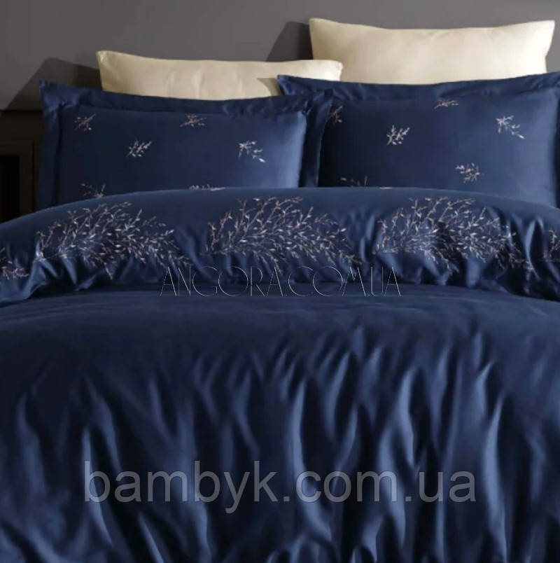 Постільна білизна сатин з вишивкою (елітна серія) євро-розмір Dantela Vita "Asrin"