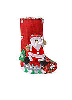 Чобіток для подарунків новорічний з Санта Клаусом 30*20*15см