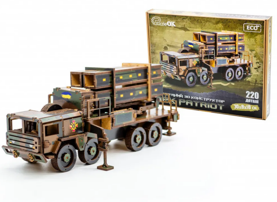Дерев'яний 3D конструктор ЗРК Patriot 220 деталей PuzzleOK