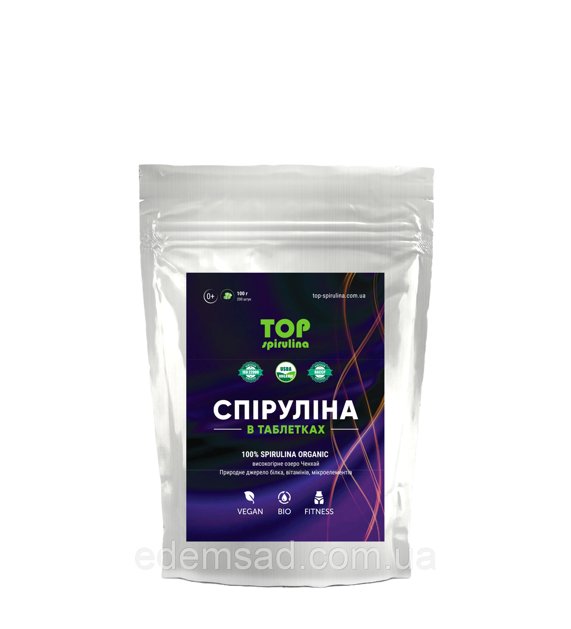 Спіруліна в таблетках, TOP Spirulina, 100г