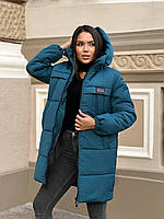 Куртка зимняя женская теплая с капюшоном бежевая плащевка + утеплитель S, M, L, XL | Куртка женская зима