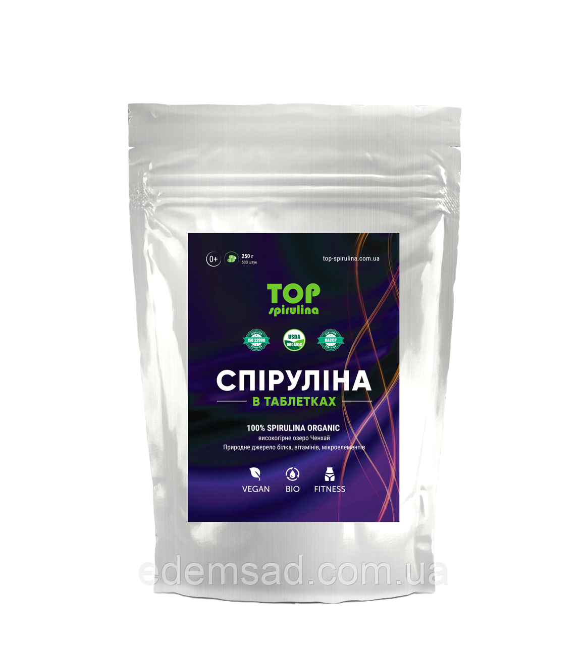 Спіруліна в таблетках, TOP Spirulina, 250г