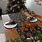 Скатертина на стіл новорічна  Сніжинки на чорному, фото 5