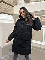 Куртка зимняя женская теплая с капюшоном оливковая плащевка S, M, L, XL, 2XL, 3XL, 4XL | Куртка женская зима Черный, 50/52