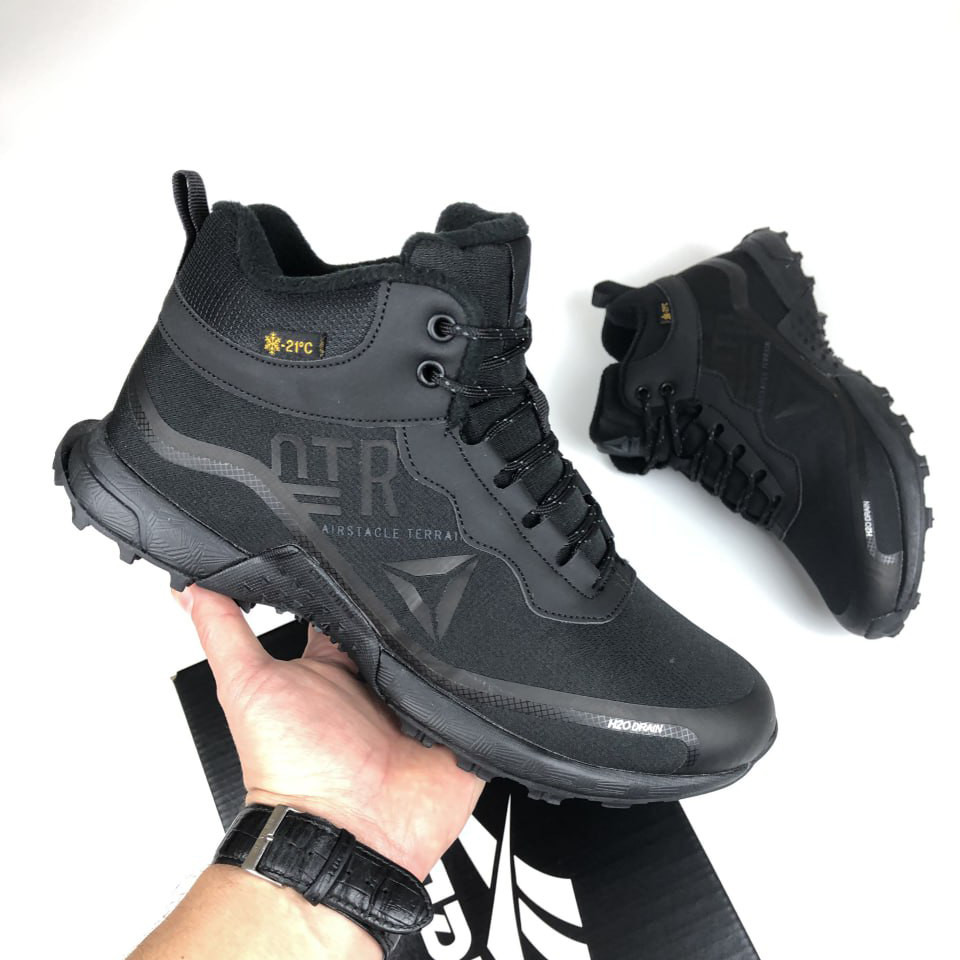 Чоловічі зимові кросівки Reebok All Terrain нубук повсякденні на хутрі чорні