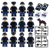Набор минифигурки полицейских, 12 фигурок + оружие и амуниция (солдатики для LEGO)
