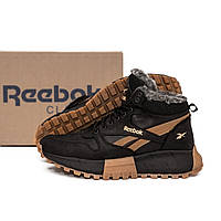 Мужские кожаные зимние ботинки Reebok чёрного цвета 44