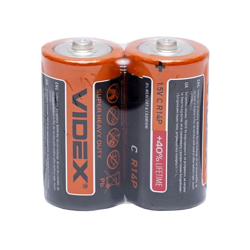 Сольова батарейка у вигляді барила Videx на 1.5V LR14Р V-290416 в упаковці 48 шт