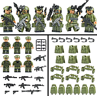 Набор минифигурки военных, 6 фигурок + оружие и амуниция (солдатики для LEGO)