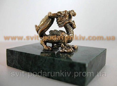 Оригінальний новорічний сувенір, бронзова фігурка Дракона, фото 2