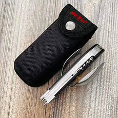 Ніж туристичний з виделкою і ложкою, відмінна сталь + чохол, фото 3