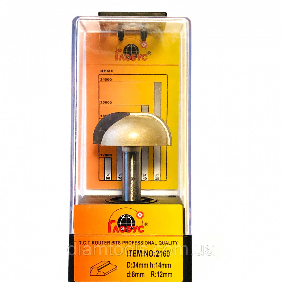 Фреза для чаш, підносів і тарілок Глобус 2160 D34 d8 h14 R12