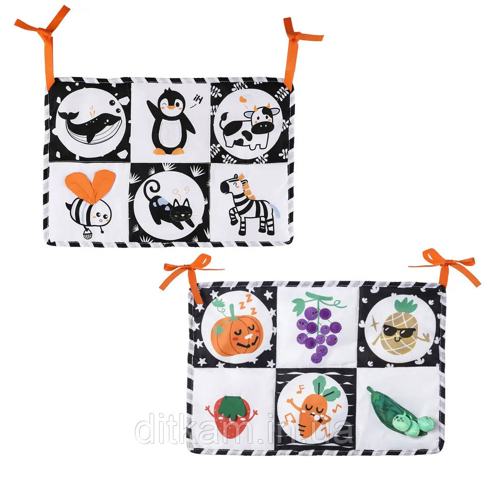 Черно-белая двусторонняя книжечка для кроватки Tumama, фото 1