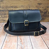 Жіноча шкіряна сумка через плече GS чорна, фото 3