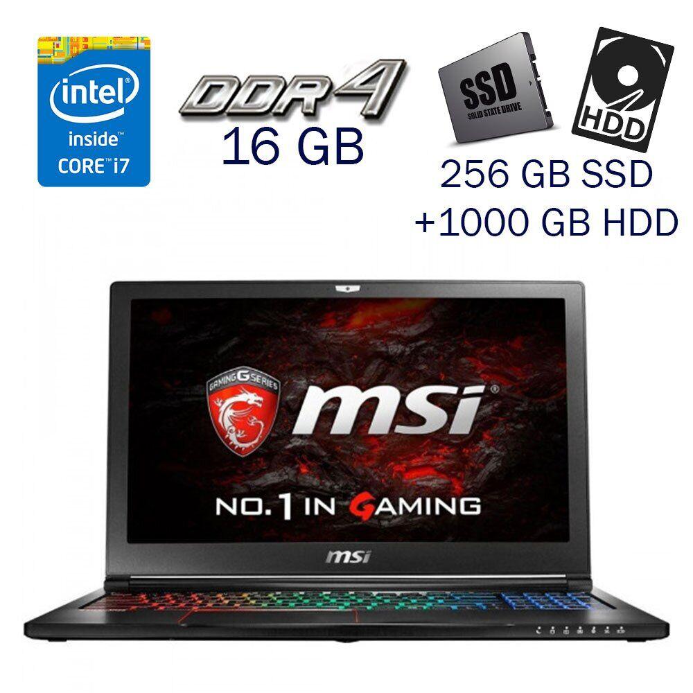 Ігровий ноутбук Б-клас MSI GS63VR/ 15.6" 1920x1080/ i7-7700HQ/ 16GB RAM/ 256GB SSD+1000GB HDD/ GTX 1060 6GB