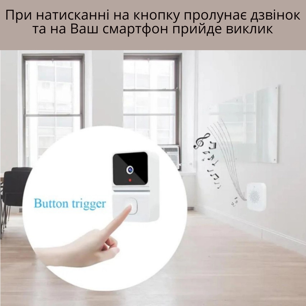 Безпроводной WI-Fi домофон Tuya Smart видеозвонок, Белый - фото 5 - id-p1988733083