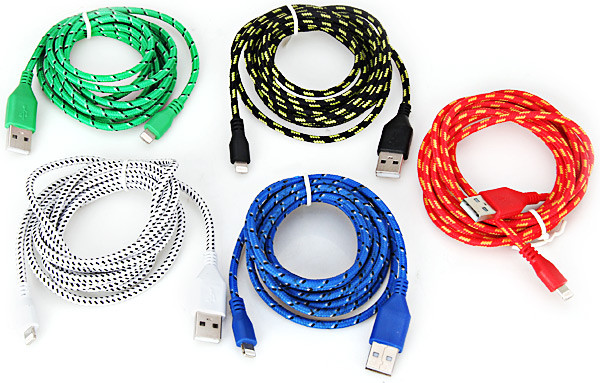Кабель USB-Iphone 5/6 3м тканинне обплетення 10 кольорів