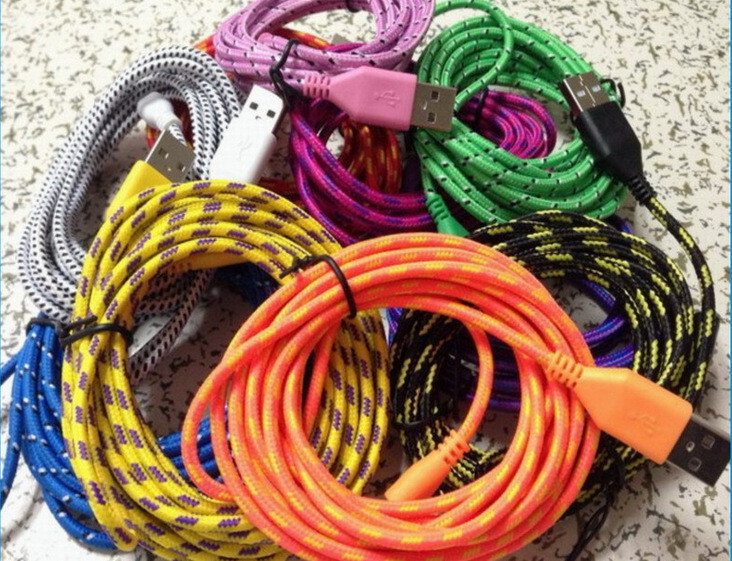 Кабель USB-micro USB 3м тканинне обплетення 10 кольорів, фото 1