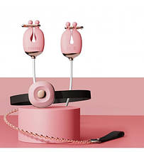 Затискачі для сосків з вібрацією Qingnan No.2 Vibrating Nipple Clamps Pink, фото 5