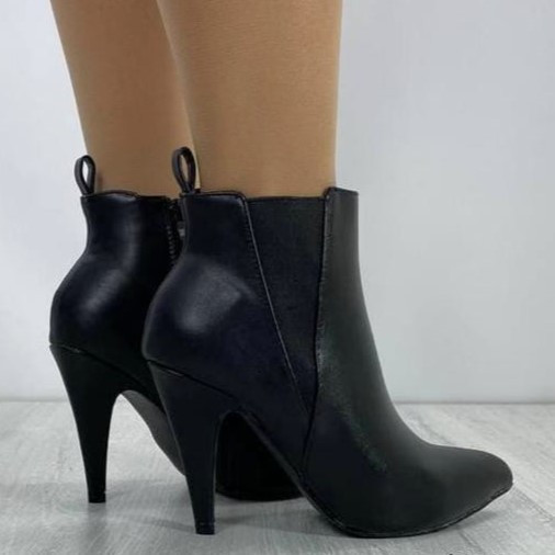 Женские ботинки чёрные на каблуке модельные ботильоны (размеры в описании) - фото 2 - id-p1988743620