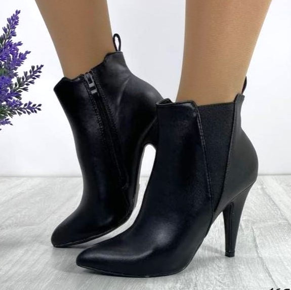 Женские ботинки чёрные на каблуке модельные ботильоны (размеры в описании) - фото 4 - id-p1988743620