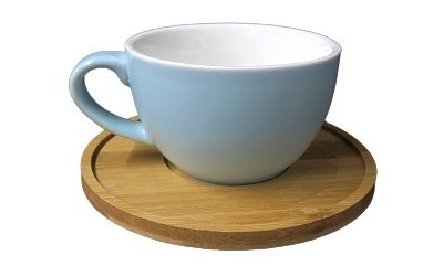 Чашка чайна з блюдцем Оленс Стокгольм-колор блакитна 300 мл подряпана +дерево (102-212-11)