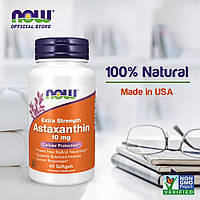 Растительные добавки для здоровья глаз каротиноид астаксантин 10 мг Now Foods 60 капсул,природный антиоксидант