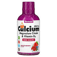 Жидкий Кальций Цитрат Магния + Витамин D3, Вкус Ягод, Bluebonnet Nutrition, 16 жидких унций (472мл)