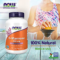 Біодобавка d-манноза 500 мг Now Foods 120 рослинних капсул, бади для здоров'я сечостатевої системи