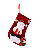 Новорічна декоративна шкарпетка для подарунків з Санта-Клаусом 22*12см