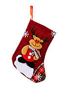 Новорічна декоративна шкарпетка для подарунків з Оленем 22*12см