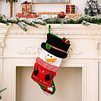 Чобіток декоративний різдвяний новорічний Сніговик 49*23см