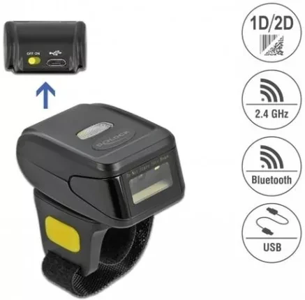 Сканер штрих-кодів Delock 1D/2D 2.4Ghz Bluetooth на палець (90508)