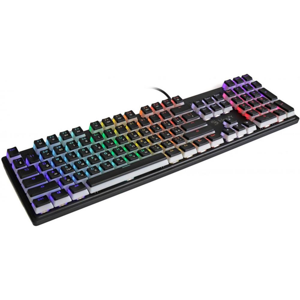 Механічна клавіатура A4Tech Bloody S510R, червоні світчі, біла, RGB підсвічування клавіш, USB