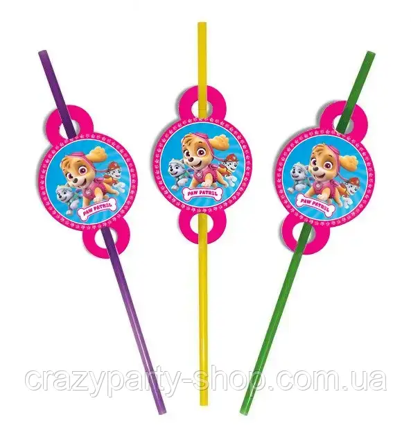 Соломки для напоїв Щенячий патруль Скай та Еверест, фото 1