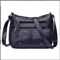 Современная женская темно синяя сумка через плечо из экокожи, трендовая модная женская сумочка для девушки