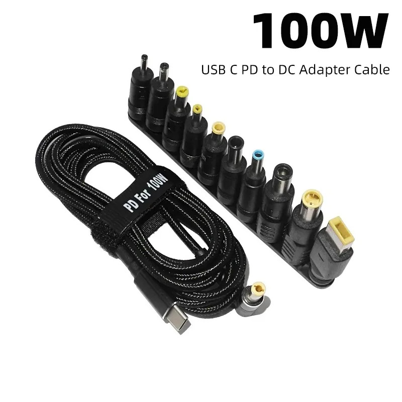 Кабель для зарядки ноутбуков Type-C на DC 5.5×2.5 с триггером 18,5-20V PD100W + комплект 10 разъёмов. - фото 1 - id-p1988859503