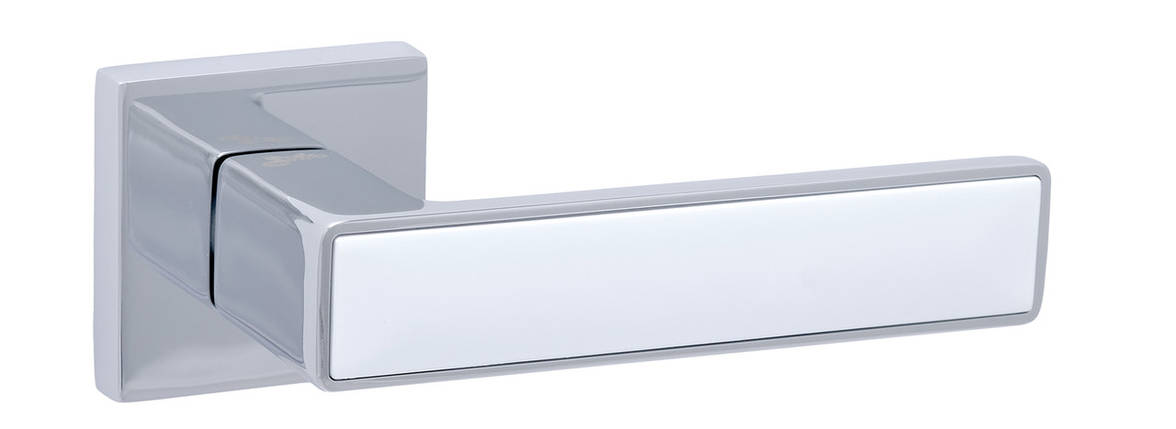 Дверні ручки MIRROR HT R64 CP/WH - хром/білий ZAMAK 63078 SAFITA Китай, фото 1