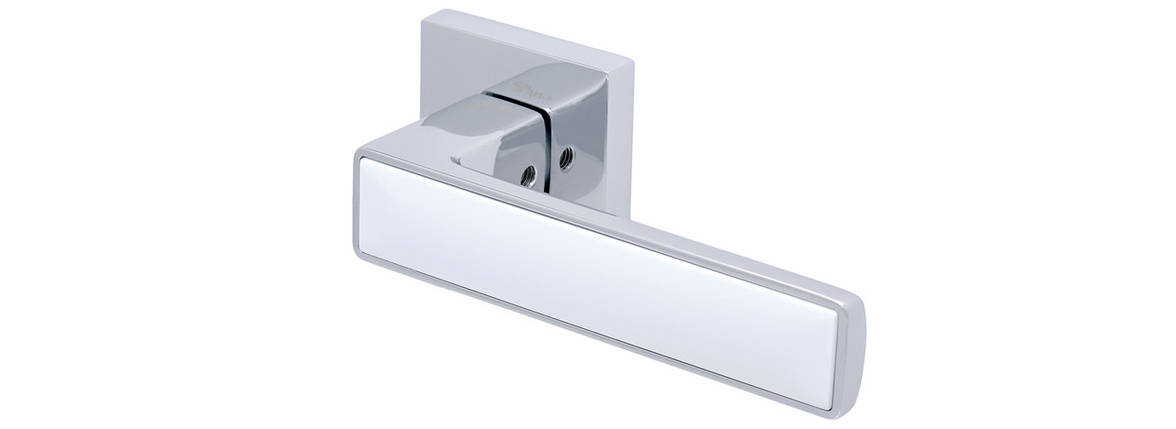 Дверні ручки MIRROR HT R64 CP/WH - хром/білий ZAMAK 63078 SAFITA Китай, фото 3