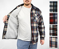 Куртка-сорочка чоловіча на хутряній підкладці Сорочка в карту на овчині L — 4XL