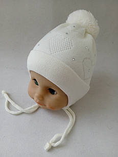 Шапка для немовлятка-дівчинка  |  Шапка від 3-6 міс  |  Шапка тепла  |  Шапка на зав'язках