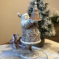 Декоративная фигурка Пряничный Санта Клаус с пряничной елкой, 43см